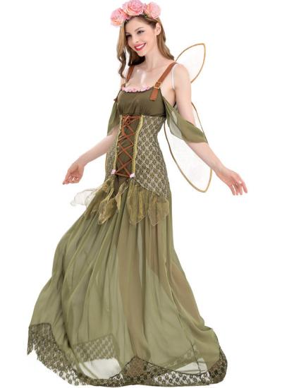 Forest Nymph Фея в русі: напівпрозорий шифоновий поділ із мереживним краєм розлітається, на стегнах пелюстки з органзи
