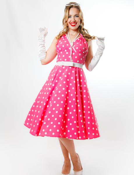 Pink Retro Polka Dot & Satin Elegance - фото 1
